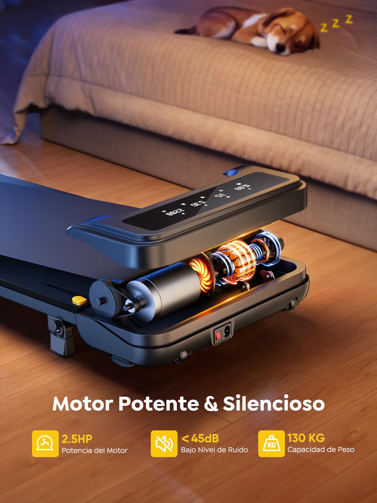 Almohadilla Toputure 9% Inclinada Cinta de Correr, 2.5HP Hogar Electrica Cinta de Correr Debajo Escritorio,