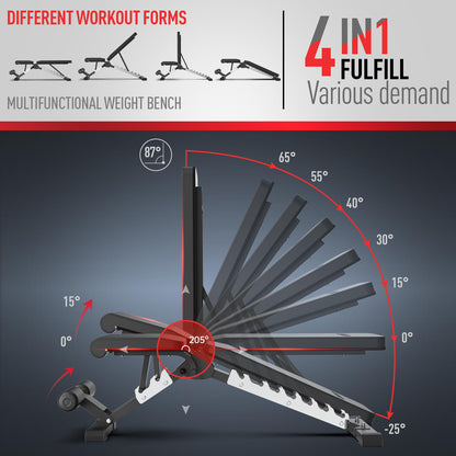 JOROTO MD60 Banco De Pesas Ajustable – Banco De Entrnamiento De Musculación Plegable De Capacidad De 360 kg Para Bench Press De Cuerpo Completo