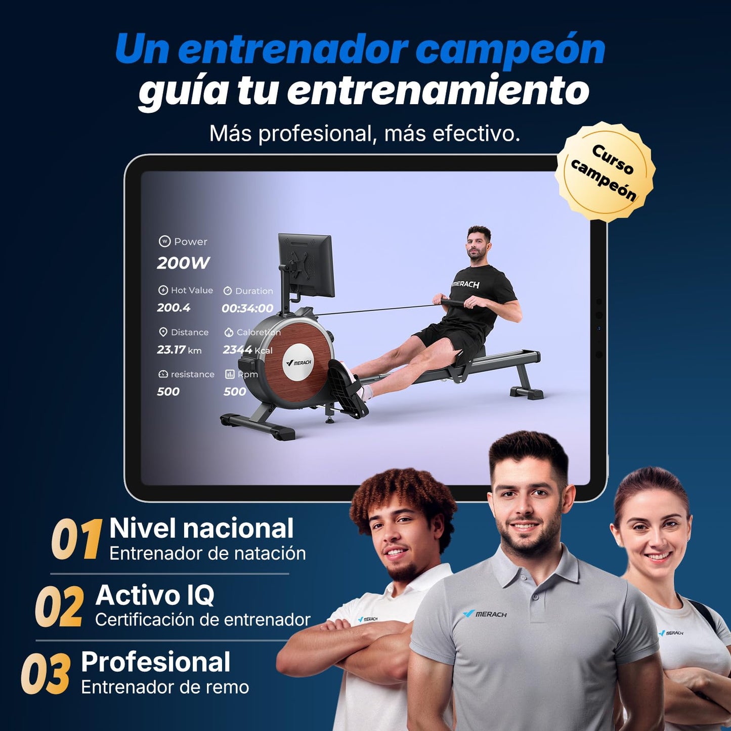 MERACH Máquina de Remo con Pantalla giratoria HD de 15,6 Pulgadas, máquina de Remo magnética para casa, 16 Niveles de Resistencia silenciosa, Doble riel Liso, Compatible con la aplicación