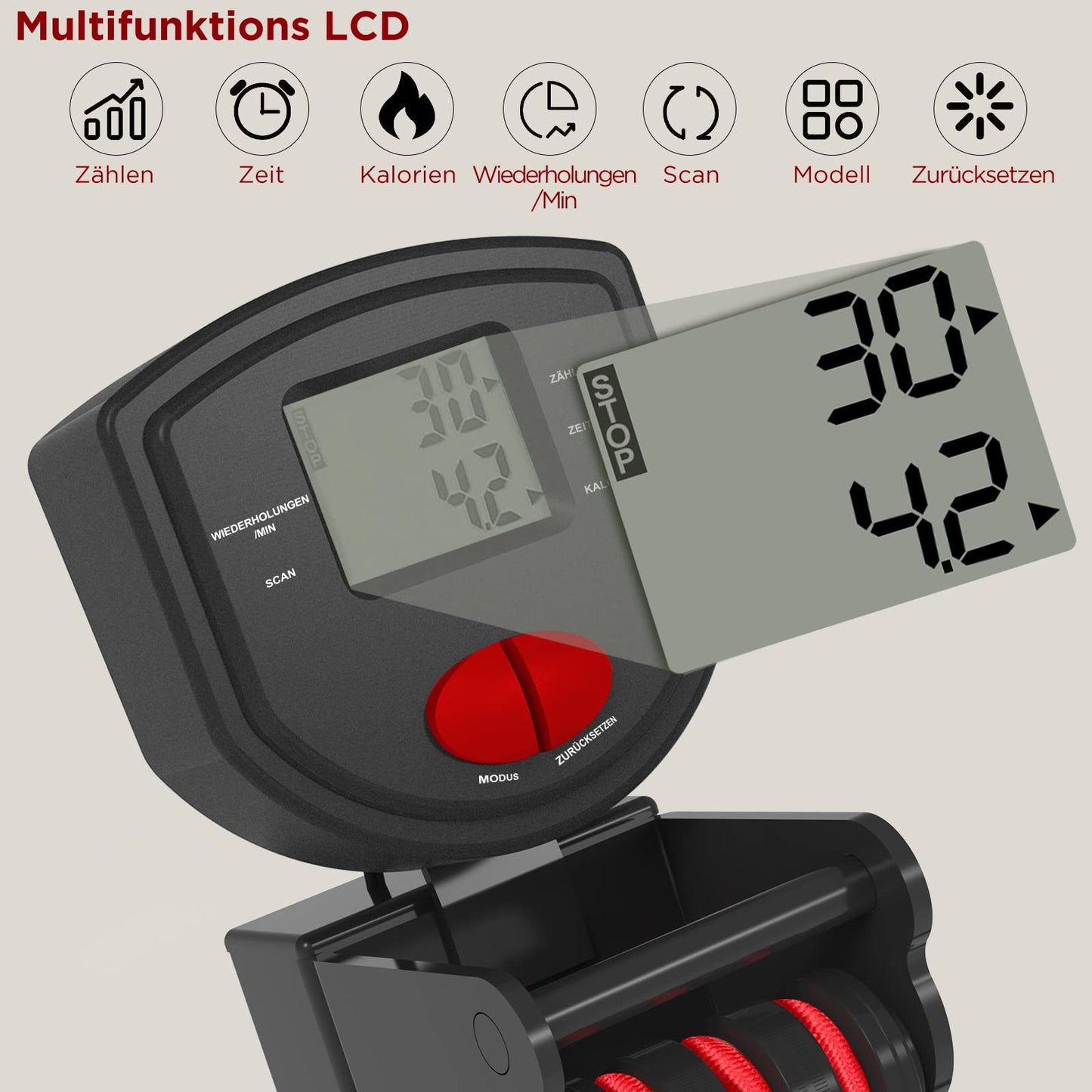 Máquina de Remo para el hogar, máquina de Remo Plegable, 120 kg de Capacidad de Peso (Rojo)