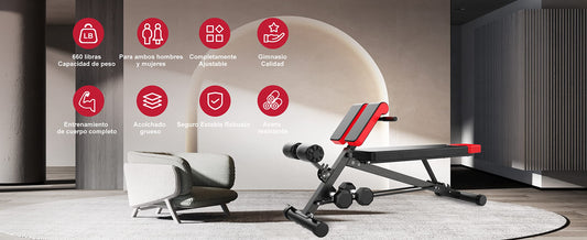 Finer Form - Banco de pesas multifuncional para entrenamiento completo todo en uno, extensión de espalda alta,