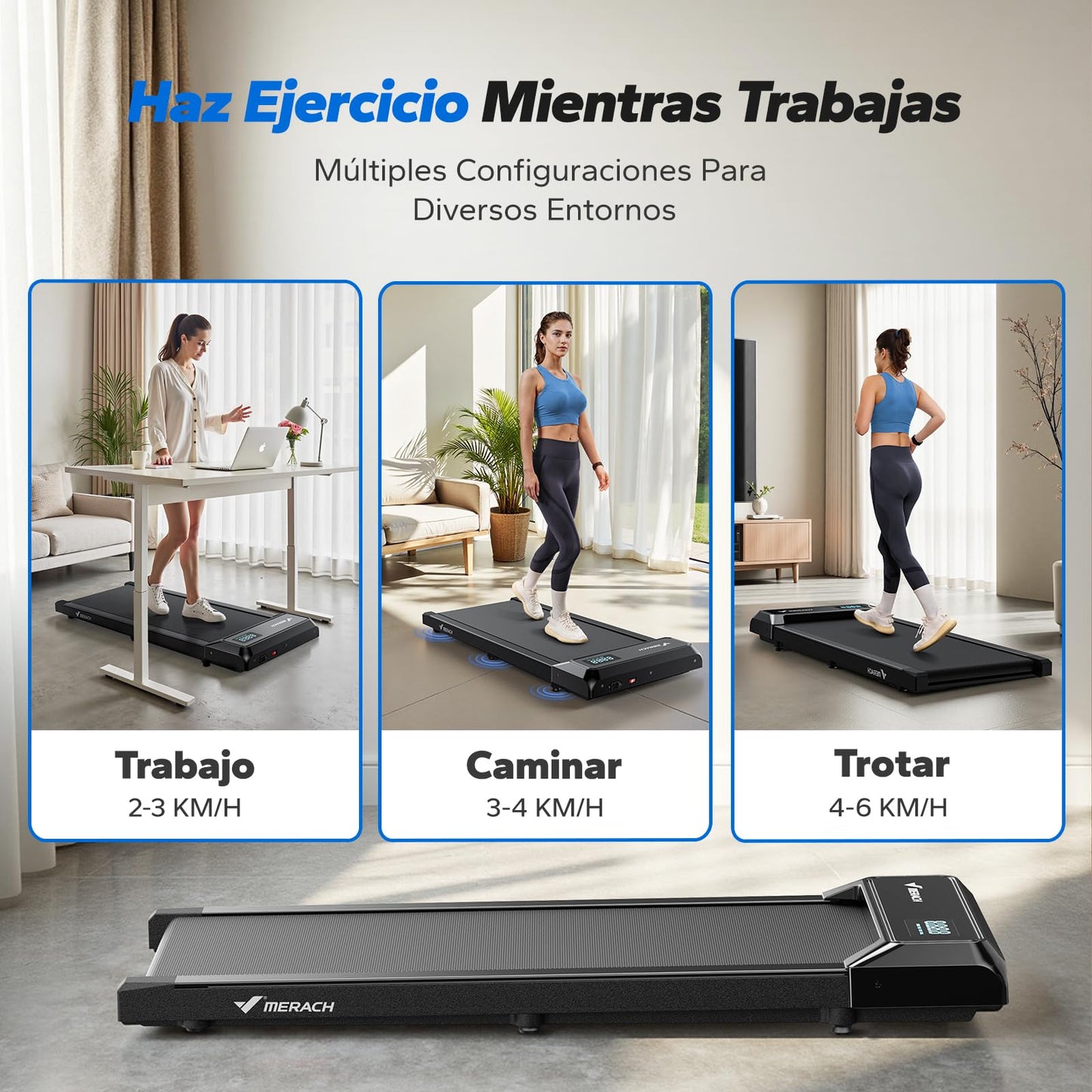 MERACH Cinta de Correr, 3 en 1 Cinta de Andar, 2.5HP Walking Pad, Caminadora Electrica para Casa, Treadmill Compacta para casa y Oficina, App, Pantalla LED, Control Remoto Magnético, Gimnasio en Casa