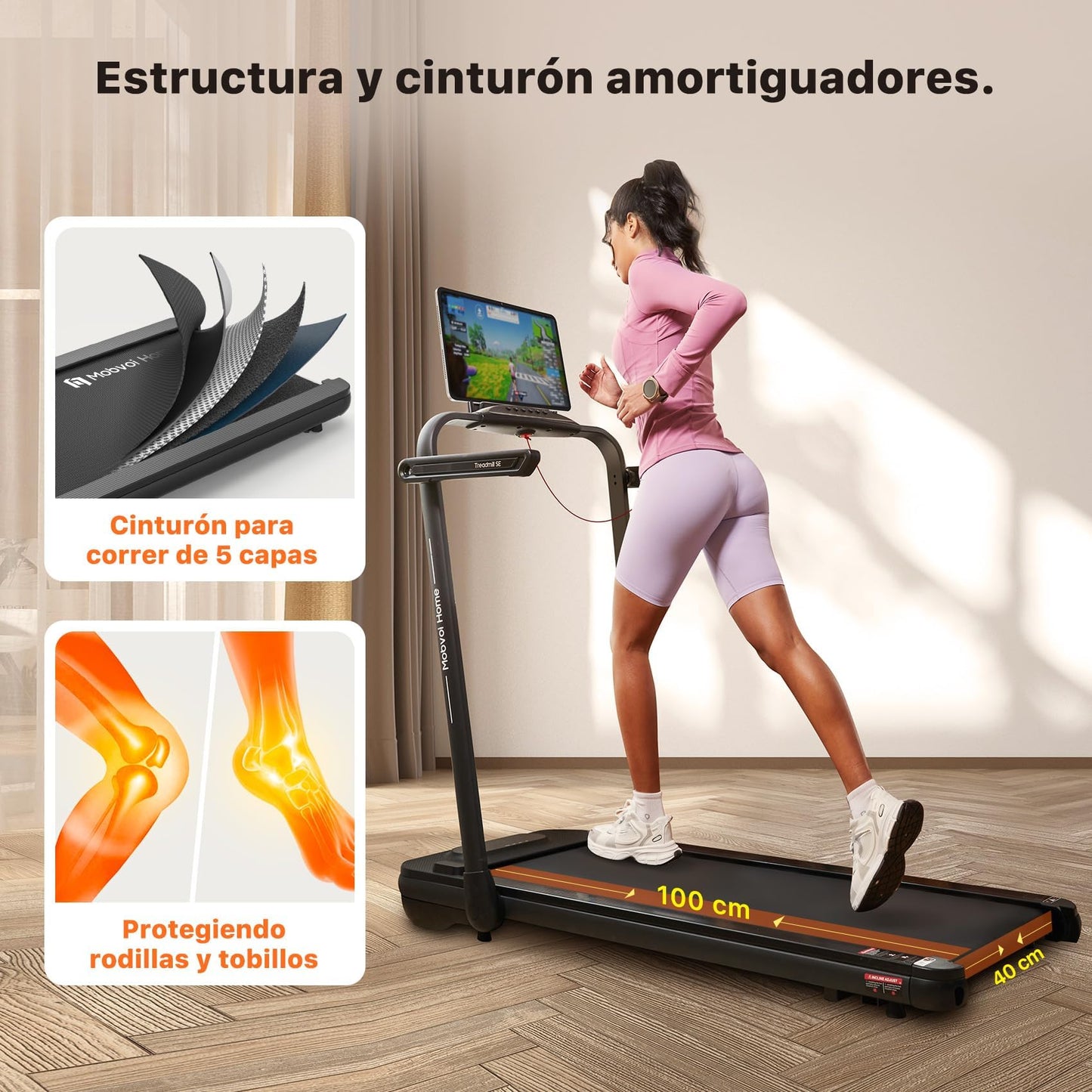 Mobvoi Home Treadmill SE Cinta de Correr Plegable 3 en 1 2.5 HP Compact Portable