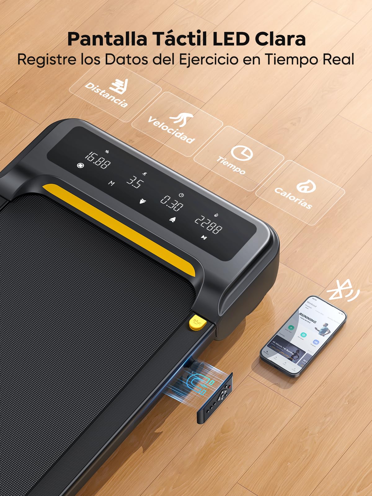 Almohadilla Toputure 9% Inclinada Cinta de Correr, 2.5HP Hogar Electrica Cinta de Correr Debajo Escritorio,