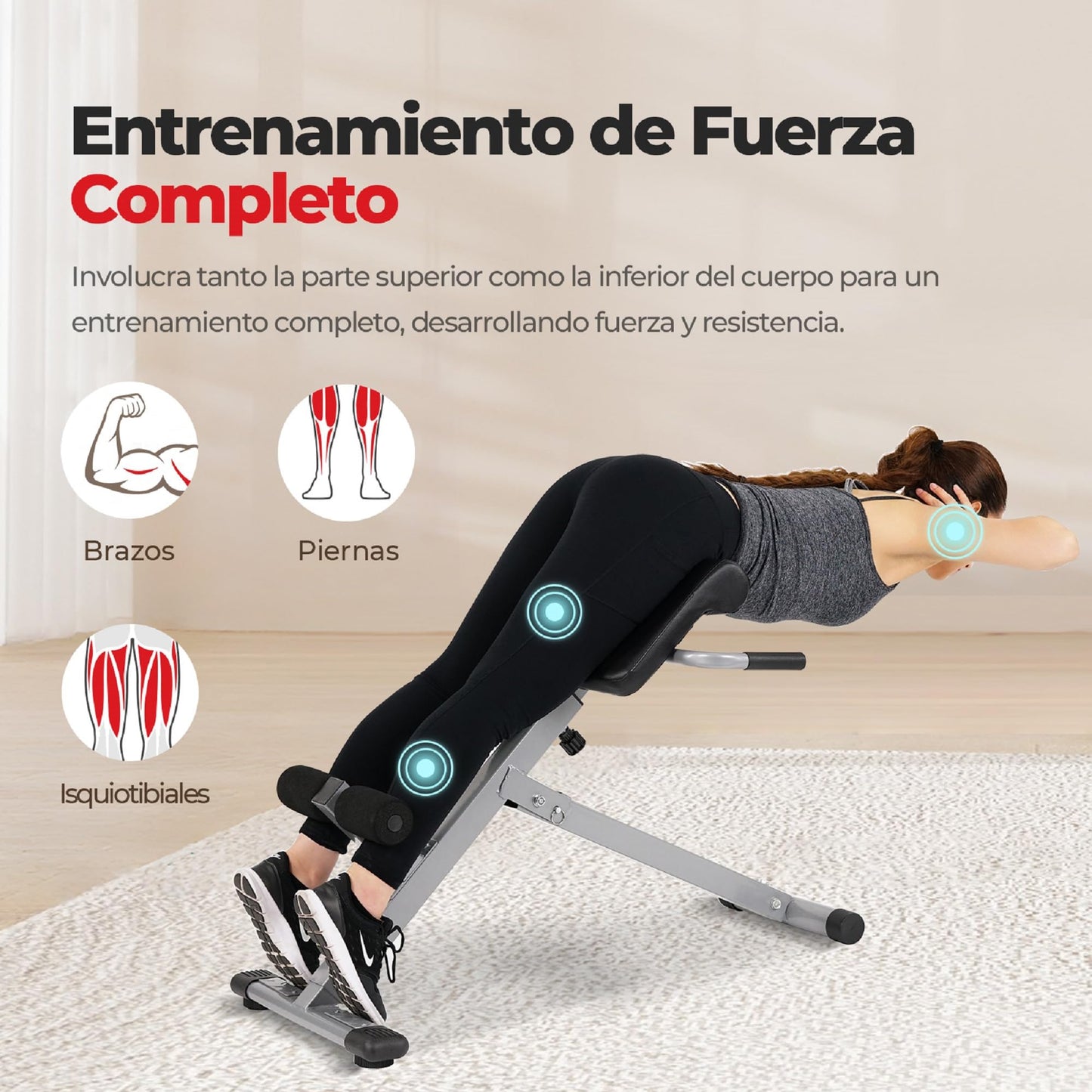 Sunny Health & Fitness Silla romana de hiperextensión, ejercicios abdominales, banco de gimnasio para el hogar - SF-BH6629