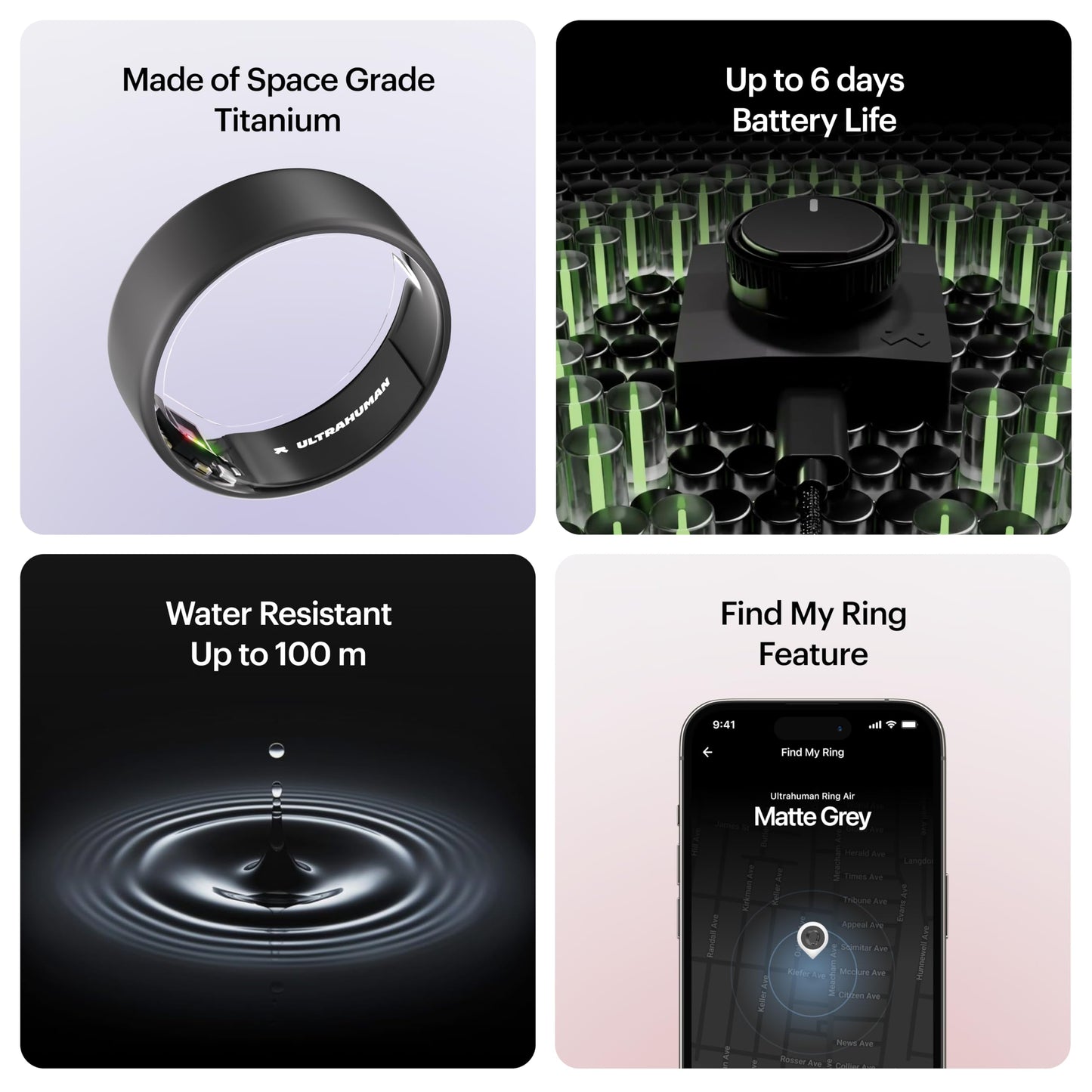 ULTRAHUMAN Ring Air: Rastreador de sueño y Actividad física, Anillo Inteligente para Mujeres y Hombres, Sin Tarifa de aplicación para Funciones estándar, 9, Gris Mate