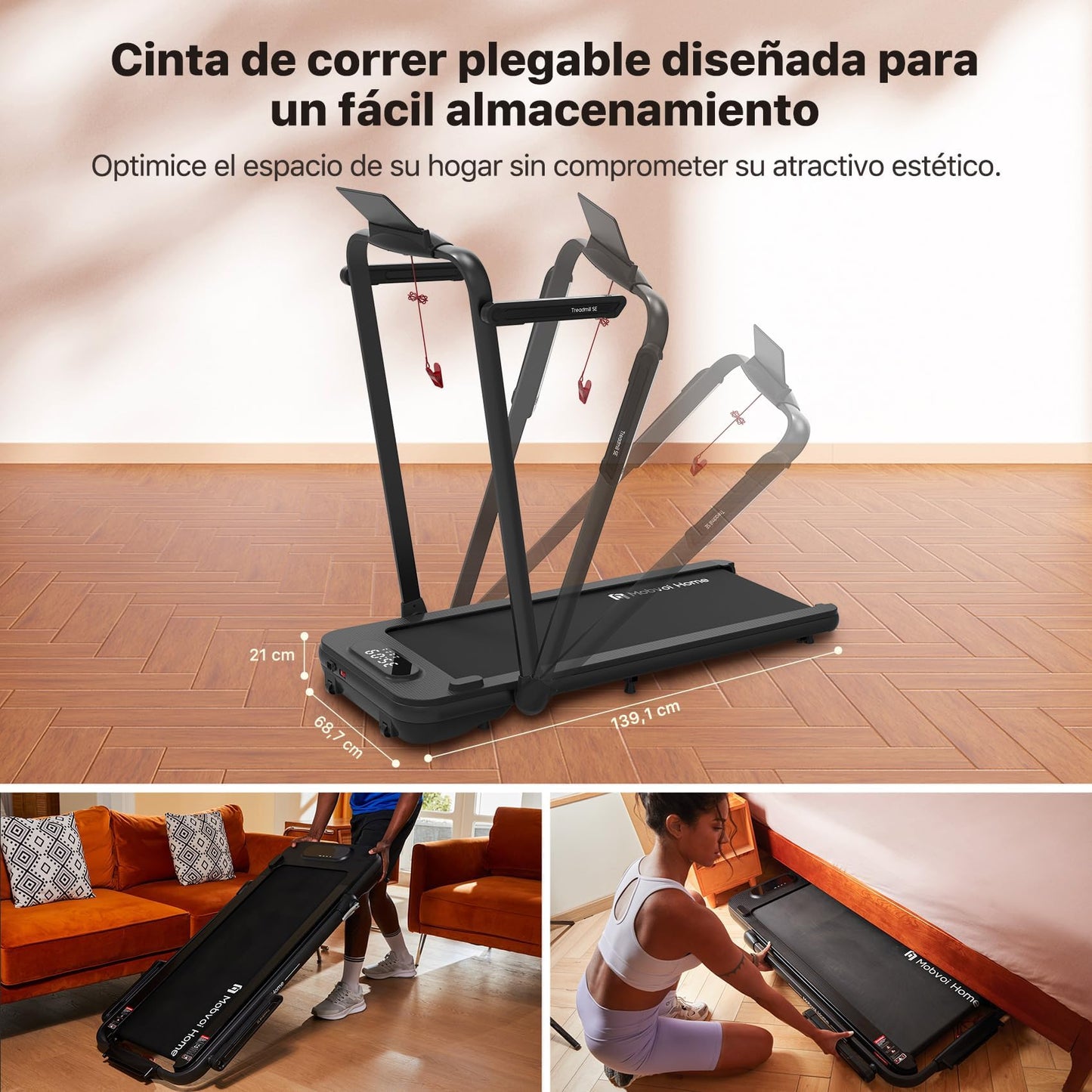 Mobvoi Home Treadmill SE Cinta de Correr Plegable 3 en 1 2.5 HP Compact Portable