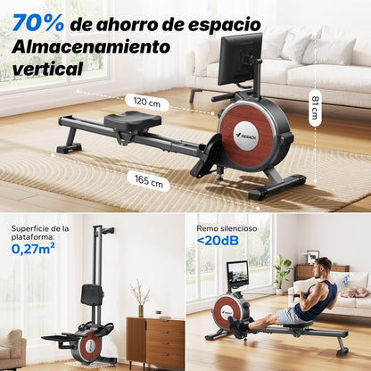 MERACH Máquina de Remo con Pantalla giratoria HD de 15,6 Pulgadas, máquina de Remo magnética para casa, 16 Niveles de Resistencia silenciosa, Doble riel Liso, Compatible con la aplicación