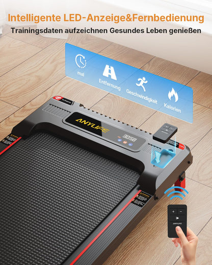 Anylife Cinta De Correr, Cinta De Correr Inclinable para Uso Doméstico, Equipo De Fitness para Interiores, Walking Pad con Pantalla Led，Capacidad 150kg