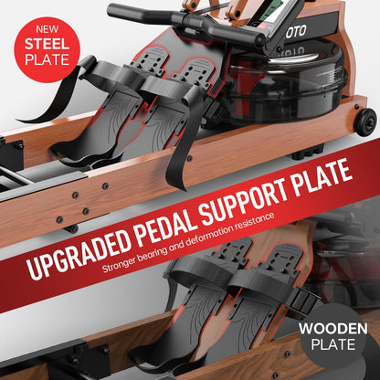JOROTO Máquina de Remo de Agua para Casa, Máquina Remo Plegable de Madera de Roble, Capacidad de Peso de 150kg con Monitor Bluetooth, Soporte Ajustable para Tableta
