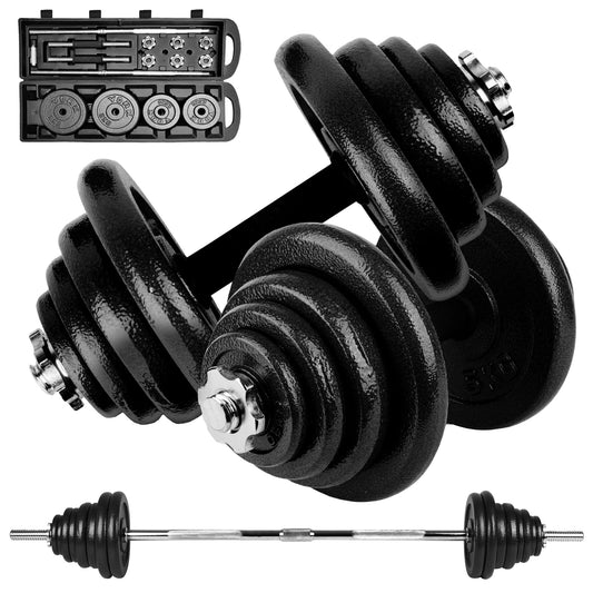 unycos - Par de Mancuernas Ajustables y Antideslizantes con Barra de Conexión【50 kg】E-Book y Maletín,
