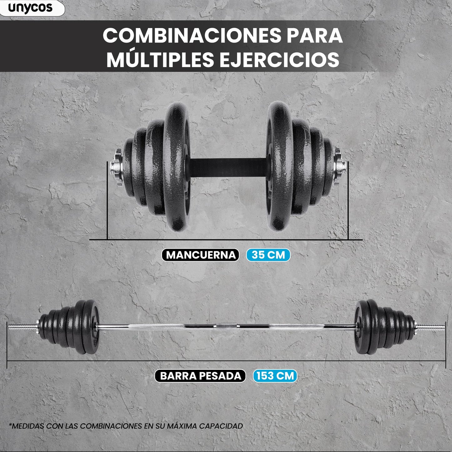 unycos - Par de Mancuernas Ajustables y Antideslizantes con Barra de Conexión【50 kg】E-Book y Maletín,